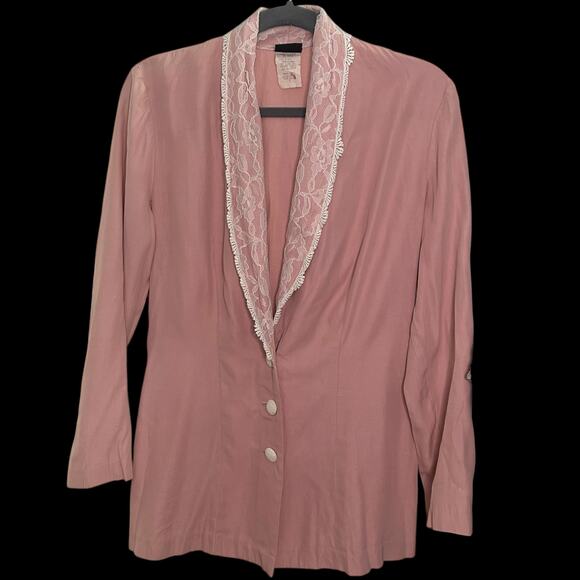 Knapp Studios Jackets & Blazers - Vintage Pink‎ with White Lace Blazer Size S